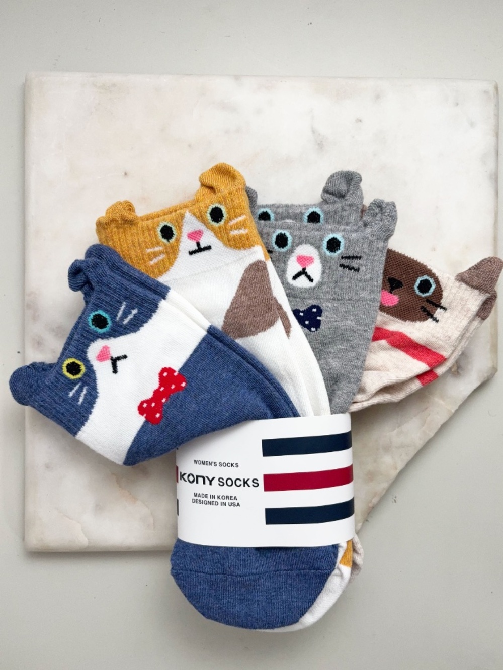 KONY Socks Women’s Cat Ankle Socks Cotton Blend Novelty Ears Korea New